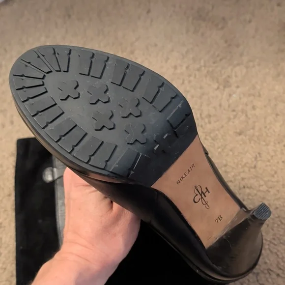 Cole Haan Black Suede and Leather High Heel Boots - Picture 2 of 2